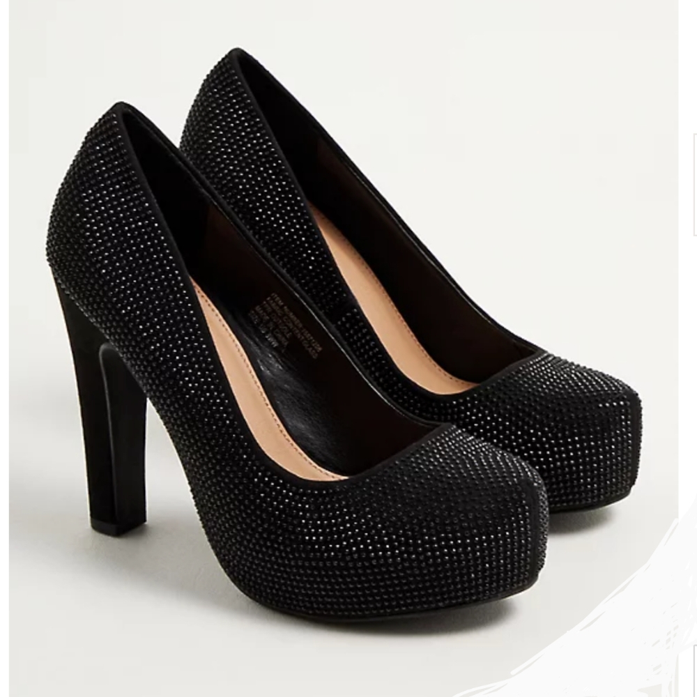 Torrid Pumps Black w Rhinestones size 9.5 with 4.5" heels